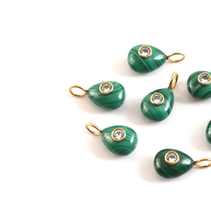 Colgante de piedras preciosas con forma de pera de malaquita Natural, colgantes finos de Plata de Ley 925, colgante de incrustaciones al por mayor para mujeres a granel - Product Image 2