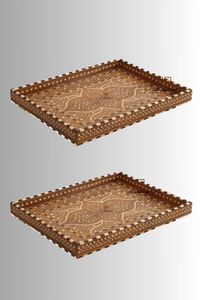CLICK TRAY Plateau de service fait à la main Incrustation d'os de luxe Ramadan Petit déjeuner Nourriture Fruits Café Thé Plateau décoratif à bas - Product Image 3