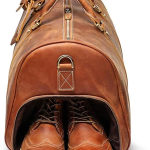 Grand sac de sport en cuir véritable pour homme avec motif bonbon à la mode, cadeau de garçons d'honneur pour le week-end - Product Image 1