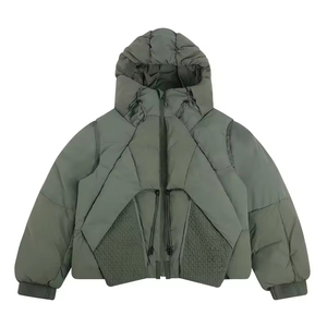 Vestes matelassées en nylon brillant avec logo personnalisé en gros OEM, veste d'hiver imperméable à capuche pour homme, veste matelassée tendance pour l'extérieur - Product Image 1