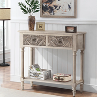 Meuble de rangement console moderne en bois massif réglable avec incrustation d'os, table à 3 consoles personnalisée et tabouret pour chambre, école, supermarché