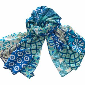 Luxueux foulard en soie 100% élégant complexe géométrique Dot Print vibrant léger doux mode pour le printemps longue plaine - Product Image 2