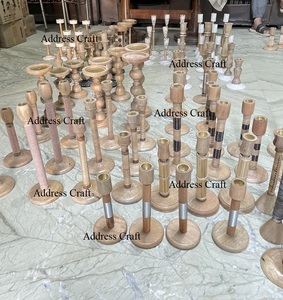 Polished Rustic Wood and Resin Candle <b>Sticks</b> Candle Holder for Wedding & Christmas Decor Wood Lanterns & Candle Jars Stand" - Product Image 4