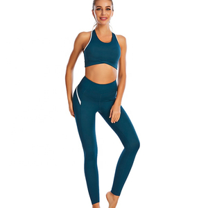 Conjunto de Yoga ajustado de Color sólido al por mayor personalizado ropa de gimnasio transpirable entrenamiento secado rápido correr Fitness ropa deportiva para mujeres 2025 - Product Image 5
