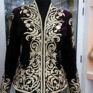 ELEGANT JACKET ON VELVET FABRIC EMBELLISH OF STYLISH CRYSTAL BEADS,GLASS STONE, DABKA WORK @ 2022 - Product Image 1