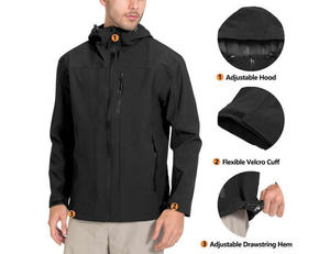 Veste Softshell pour homme sur mesure, légère, imperméable, respirante, col montant, fermeture éclair, extérieur, grande taille - Product Image 4