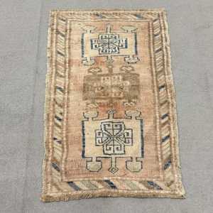 1.8x3.1 ft Vintage Rug, <b>Brown</b> Polka dot Turkish Rug <b>Wool</b> - Product Image 1