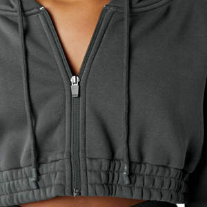 Venta al por mayor de Sudadera con capucha recortada con hombros caídos para mujer de color personalizado de moda suéter de punto bolsillo frontal lavado ácido Tie Dye invierno - Product Image 5