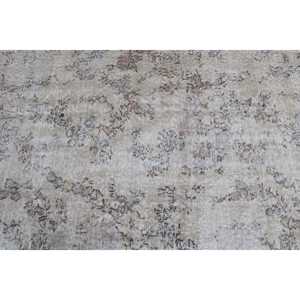 Turkish Vintage <b>Wool</b> Area Rug 4.1x8.7 ft Eco-Friendly Gray <b>Brown</b> Patchwork Rug with Latex Backing - Product Image 5