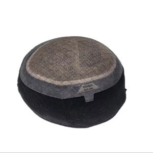 Perruque toupet Miraje Model Taz BD en cheveux humains Remy indiens avec une densité de 100%, vague profonde naturelle et vague corporelle, base en dentelle PU - Product Image 1