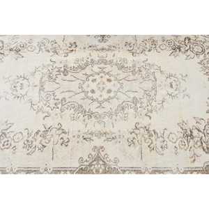 Tapis de 3,7 x 7,2 pieds, tapis turc vintage, tapis en laine blanche - Product Image 5