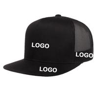 Casquette de camionneur à facture plate personnalisée à 5 panneaux unisexe, casquette de dos en maille structurée sur mesure en polyester/coton et casquette de baseball sportive