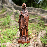 Unsere Liebe Frau von Lourdes Holzskulptur, Elegante Gebetspose Geschnitzte Statue für Katholische Andacht & Ausstellung