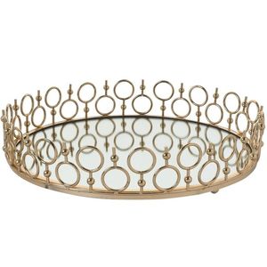 Bandeja de tocador de lujo con espejo de metal dorado, bandejas decorativas de vidrio para servir, organizador rectangular ornamental para cosméticos y joyas, decoración del hogar - Product Image 6