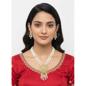 Pendentif classique Kundan Meena Diamond Polki (travail sur feuille) pour femmes, plaqué or 22 carats, occasion de fête - Product Image 1