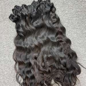 Venta al por mayor de lujo Natural ondulado 100% Virgen extensiones de cabello humano Super doble dibujado extremos Natural máquina de color de pelo de doble trama - Product Image 3