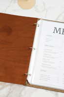 Penutup Menu kulit untuk Cafe Bar restoran Hotel kayu pemegang Menu Format buku kualitas perlengkapan Restoran