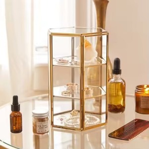 Caja de Almacenamiento de Vidrio Transparente con Borde de Latón en Forma de Rectángulo, Estuche de Exhibición de Joyas Cuadrado para Anillos, para el Hogar o Bodas - Product Image 5