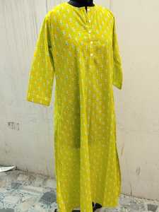 Kurti in Girls Fashion in Hand Block Printed in Pure Cotton Beautiful Long Cotton Kurta Casual Wear. - Product Image 5
