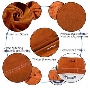 Delantal de soldadura de cuero con bolsillos Delantal resistente al calor resistente a la llama Resistente a la abrasión Soldadores contra incendios Ropa DE TRABAJO - Product Image 4