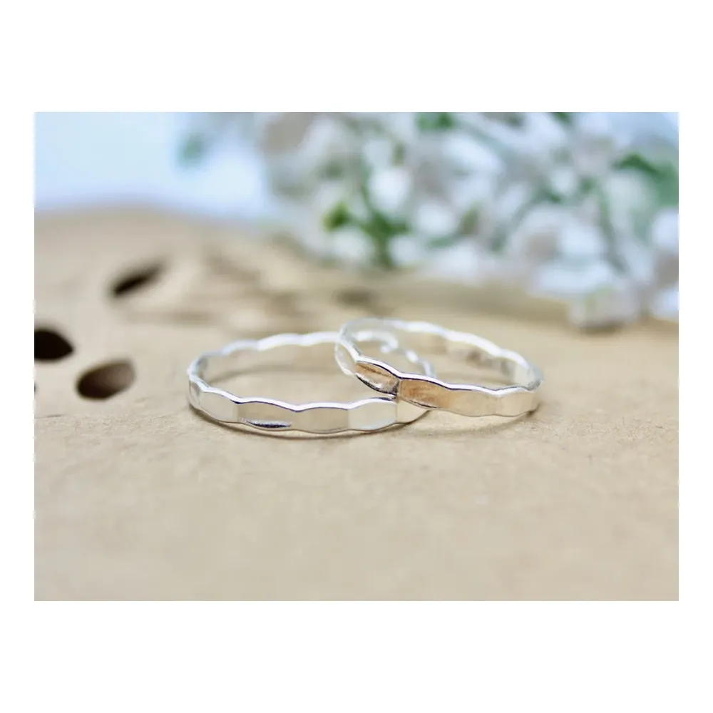Dainty Hammered Band Ring 925 Sterling Silver Minimalist Stackable Trendy Tiny Everyday use for girl and woman man unisex