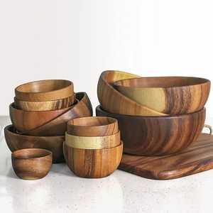 Cuencos duraderos ecológicos para almacenamiento y servicio de frutas de madera, encimera de cocina redondeada, utensilios de cocina decorativos para fiestas - Product Image 6