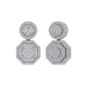 Women's Octagon Shape Cluster <b>Stud</b> <b>Earrings</b> Brilliant Cut Moissanite 950 Platinum Minimalist IGI Certified Fine Jewelry OEM/ODM - Product Image 2