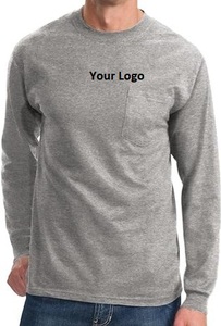 Nouvelle arrivée de T-shirt à manches longues avec poche pour hommes avec logo personnalisé 100% coton pour unisexe du Bangladesh - Product Image 6