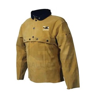 Chaqueta de soldadura resistente al calor de hilo FR de cuero de gamuza dividida de vaca de calidad superior Chaqueta protectora de seguridad para el trabajo Característica ignífuga - Product Image 2