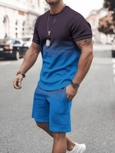 ชุดเสื้อผ้า2ชิ้นสำหรับผู้ชายชุดเสื้อยืดชายหาดโบฮีเมียนพิมพ์ลาย2025ไล่ระดับสีสำหรับวันหยุดฤดูร้อน2025 - Product Image 5