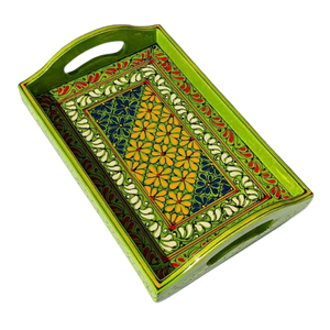 Plateau de service en bois peint à la main Swati Art, Plateau de service en bois peint à la main Swati Art, Ensemble de plateaux de service en bois - Product Image 1