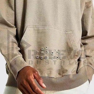 Sweat à capuche pour homme en denim délavé, logo personnalisé, best-seller pour l'hiver, prix raisonnable, anti-rétrécissement, lettres - Product Image 5