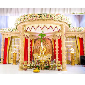 Designer Fiber Wedding Mandap Latest Premium Quality High Carved Pillar Mandapam Best Price Marriage Mandap <b>Chairs</b> Set Online <b>UK</b> - Product Image 2