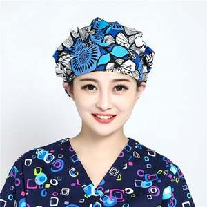 Chapeaux de travail bouffants en coton de haute qualité, logo personnalisé imprimé, chapeaux de travail bouffants ajustables pour femmes - Product Image 5