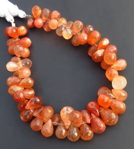 Orange Sparkle Sunstone Briolette Loose Beads 9 Strand Teardrop Faceted Cut 10-15mm Natural <b>African</b> Gems Wholesale Lot - Product Image 6