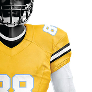 Uniforme de football américain sublimé en polyester 100% personnalisé pour hommes maillot court respirant en sergé jaune et noir - Product Image 4
