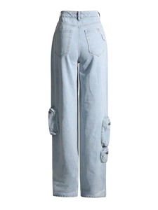 Jeans pour femmes à poche tendance en gros, jeans cargo streetwear hip hop, jeans décontractés amples et droits, jeans pour femmes grande taille - Product Image 2