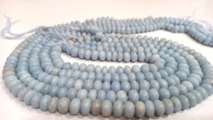 Perles Rondelle d'Angélite Naturelle de 8mm, Pierres Précieuses en Cristal Bleu Lisse pour Bijoux Vendus par Brin de 8 Pouces de Long - Product Image 4