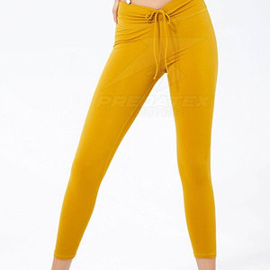 New Design Customized Logo Solid Women Yoga Set Elastic Waist Front Logo Quick Dry Breathable High Quality 2-Piece Set - Product Image 5