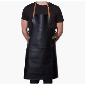 Ropa de trabajo resistente Delantales de cuero de cocina con correa trasera cruzada/Delantales de cuero genuino unisex personalizados Servicio OEM - Product Image 3