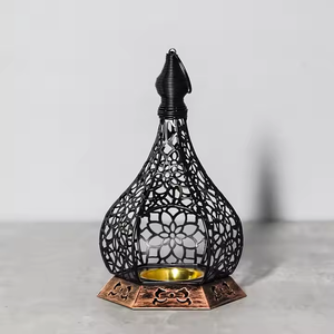 Bougeoir en métal islamique musulman Creux marocain Lumières Décor Fer Artisanat Eid Mubarak Kareem Ramadan Chandelier Décorations - Product Image 3