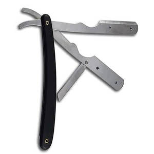 Rasoir noir Ustra rasoir de barbier à bord droit en acier inoxydable pour hommes - Product Image 2
