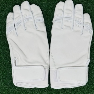 Gants de frappe de baseball en cuir de vachette de couleur blanche à manchette courte à bas prix pour les jeunes et les adultes - Product Image 1