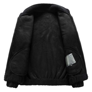 Nouveau design de veste en polaire Sherpa pour hommes, couleur unie, manches longues, matériau chaud, streetwear classique, vestes d'hiver à col montant pour hommes - Product Image 4