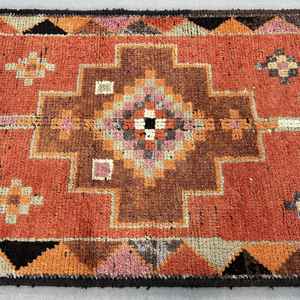 3.1x10.5 ft Rug, <b>Runner</b> Vintage Rug, <b>Red</b> Herki Persian Rug - Product Image 3