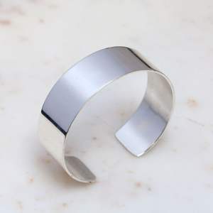 Brass <b>Silver</b> Plated Open Cuff Designer Bracelet for <b>Women</b> Custom Engraved Name Elegant Jewelry Gift For Bulk Supply - Product Image 5