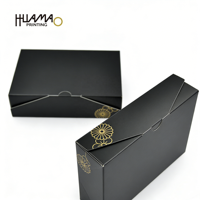 Boîte noire mate de luxe avec impression florale dorée, emballage alimentaire de qualité alimentaire pour mochi, sucreries et pâtisseries