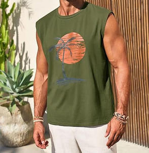 Camiseta sin mangas recortada de punto de peso pesado de alta calidad Chaleco sin mangas de ajuste cuadrado personalizado con opciones de talla grande de tejido transpirable - Product Image 1