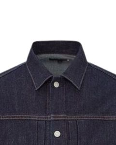 แจ็คเก็ตยีนส์สีน้ำเงินเข้มสำหรับผู้ชายพร้อมกระดุมด้านหน้า ดีไซน์กระเป๋าเย็บหนา สไตล์คลาสสิก ลำลอง สตรีทแวร์ เสื้อคลุม - Product Image 4