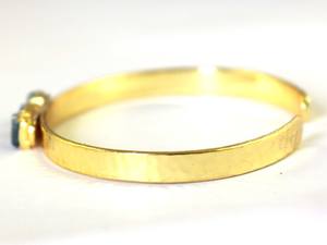 <b>Blue</b> <b>Sapphire</b> Raw Bangle, 18k Gold Electroplated <b>Bracelet</b>, February Birthstone Cuff <b>Bracelet</b> - Product Image 2